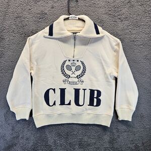 Ellandemm Royal Club Sweater Pullover Mens Size S/M Ivory 1/4 Zip‎